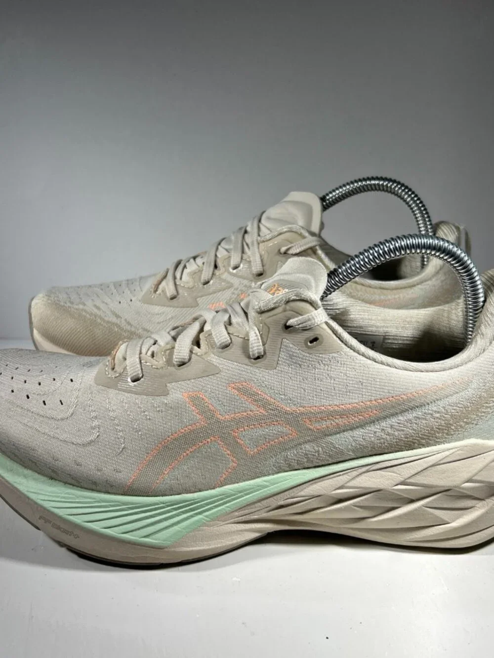 Asics Novablast 4 Womens Running Shoes Size 9 Beige Walking Sneakers USED TWICE
